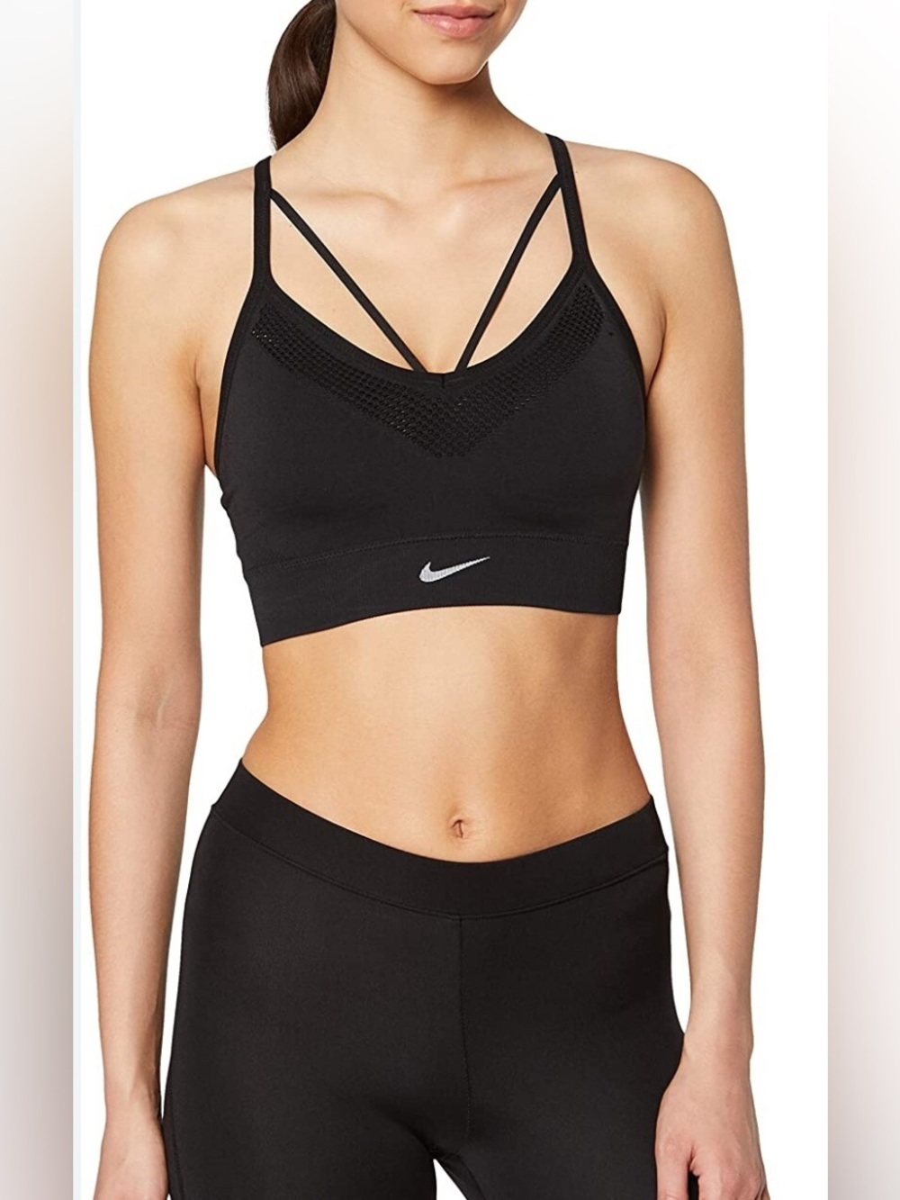 Nike Black Strappy V-Neck Sports Bra